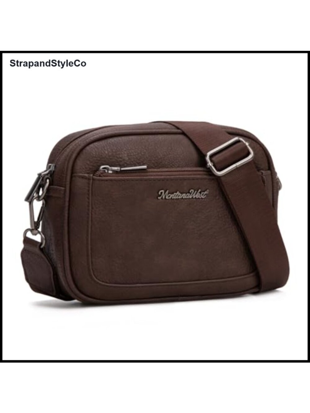 Montana West Crossbody Bag Cow Print Triple Zip Wide Strap